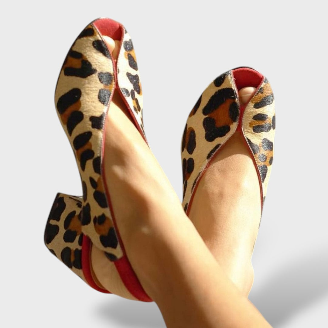 Sandalias Tacón Bloque Leopardo