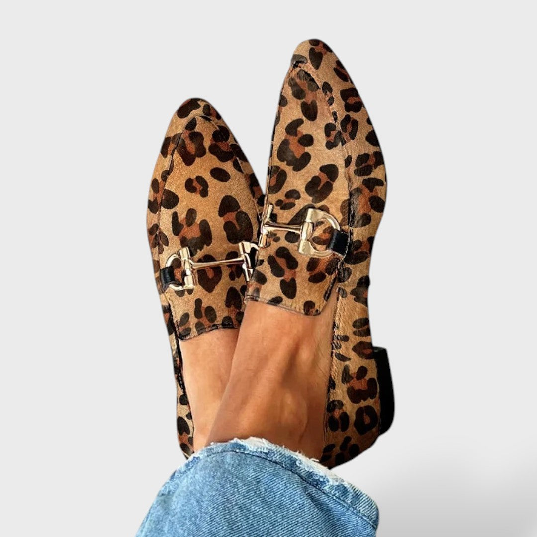 Mocasines Loafer Leopardo Herraje Dorado