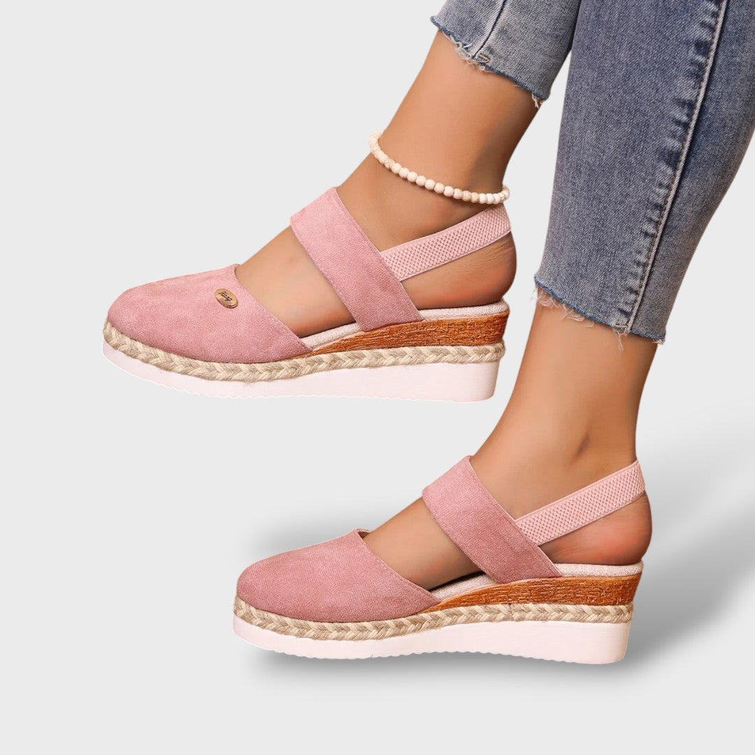 Sandalias Plataforma Esparto Puntera Cerrada Mujer