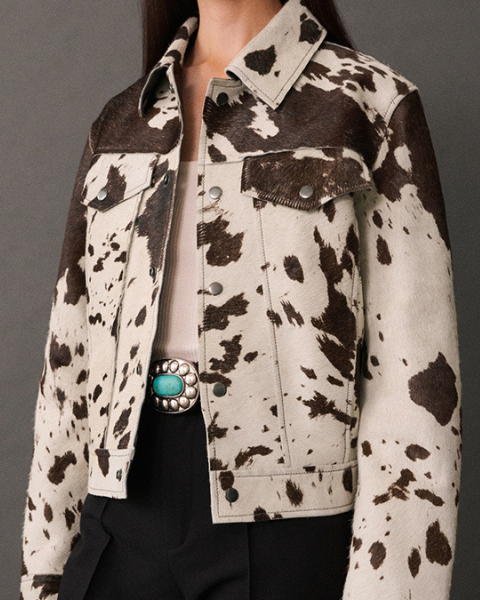 Chaqueta de piel vegana estampada