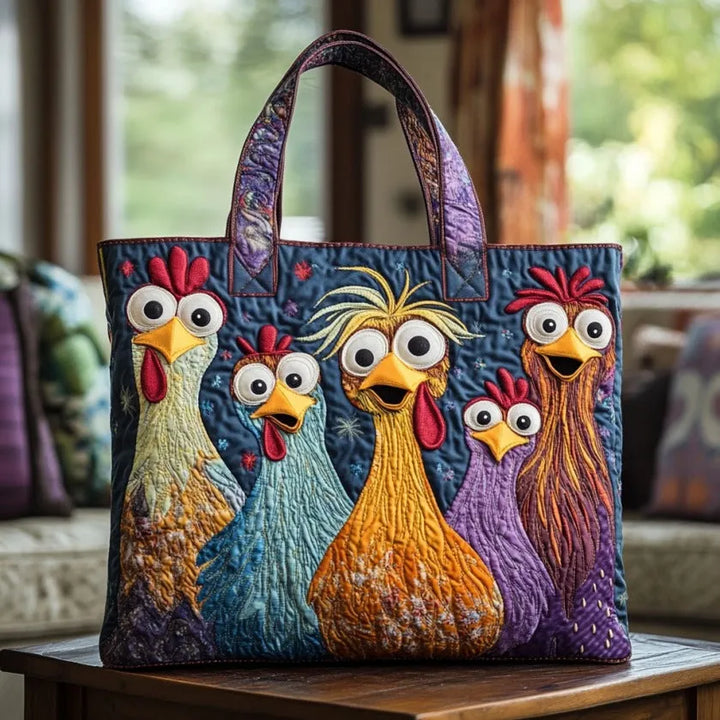 MERCEDES | BOLSO ARTESANAL CON CINCO GALLINAS DE COLORES