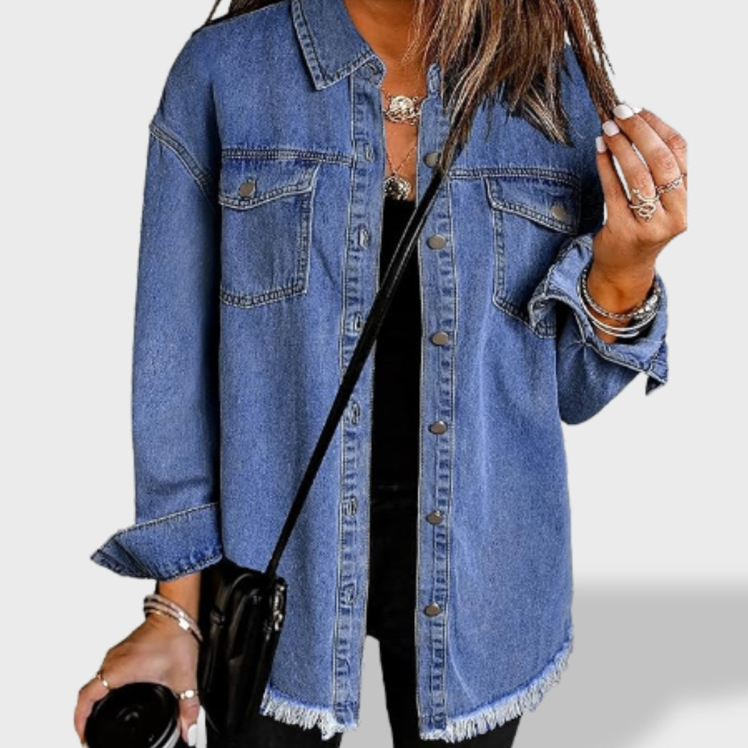 María™ | Chaqueta vaquera oversize para mujer con botones y bolsillos