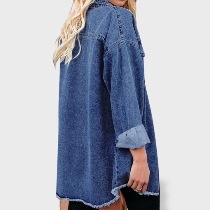 María™ | Chaqueta vaquera oversize para mujer con botones y bolsillos