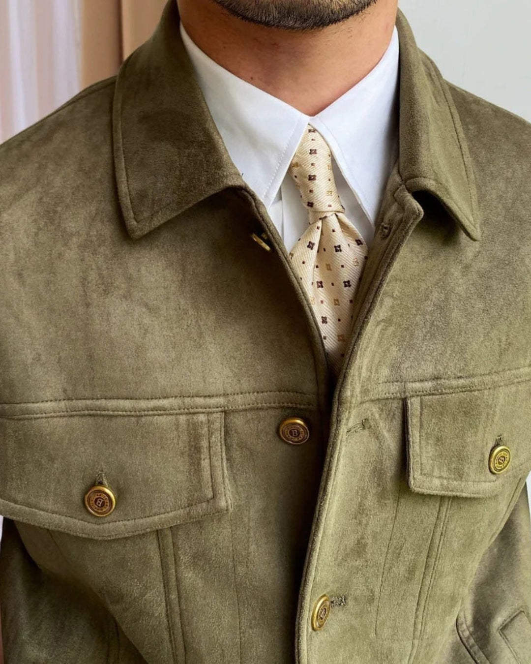 Chaqueta de ante masculina elegante