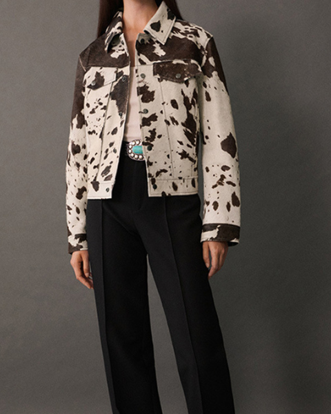 Chaqueta de piel vegana estampada