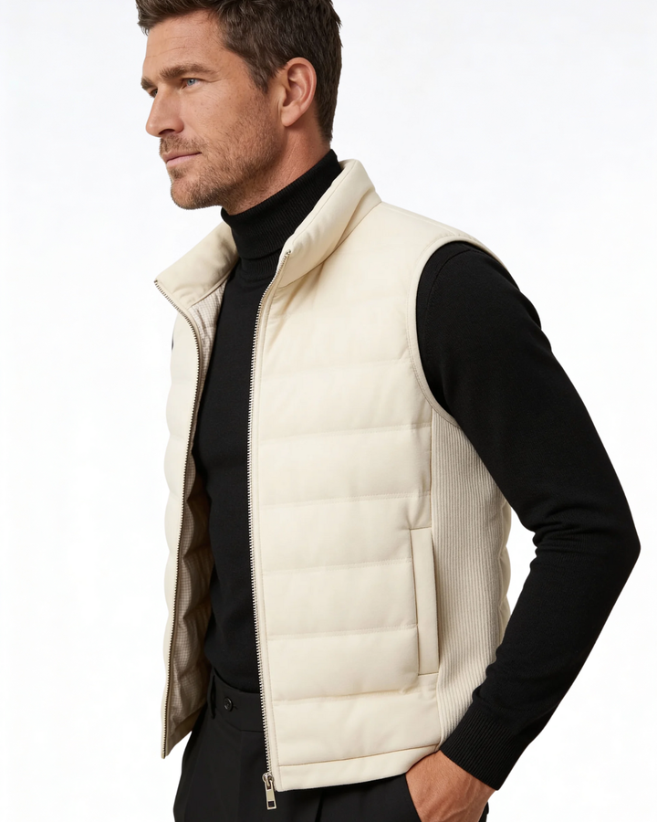 Chaleco acolchado de plumas masculino