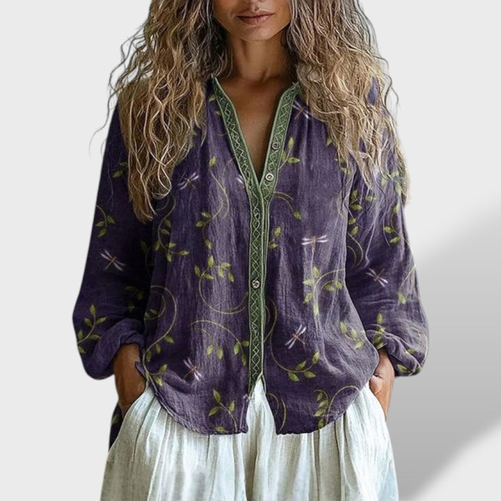 Ámbar™ | Blusa Vintage Hojas