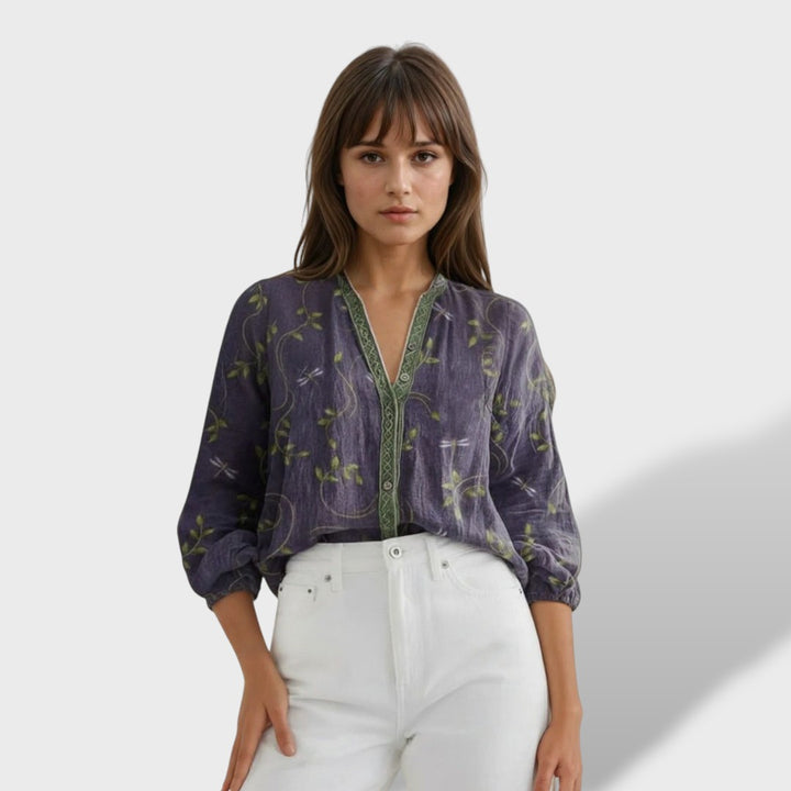 Ámbar™ | Blusa Vintage Hojas