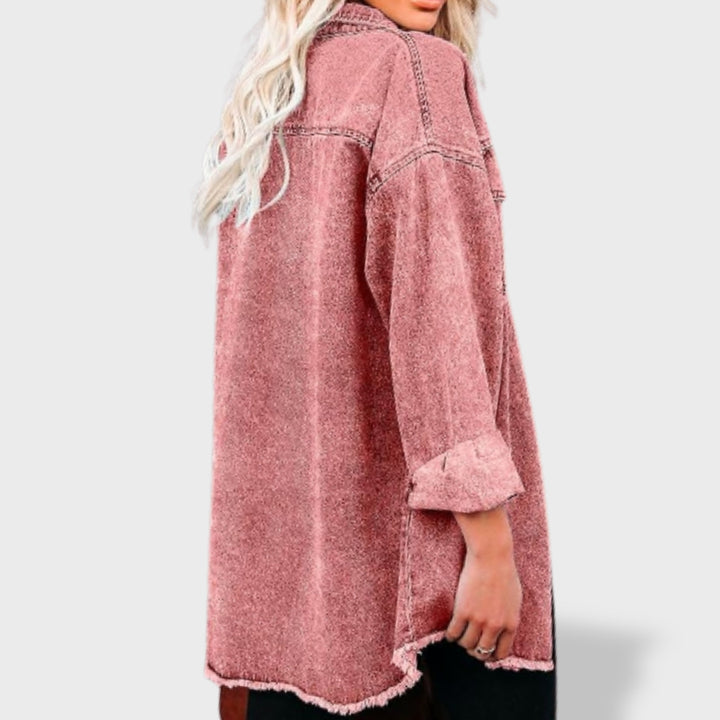 María™ | Chaqueta vaquera oversize para mujer con botones y bolsillos