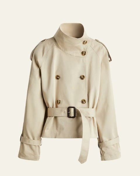 Trench Corto Cruzado de Twill