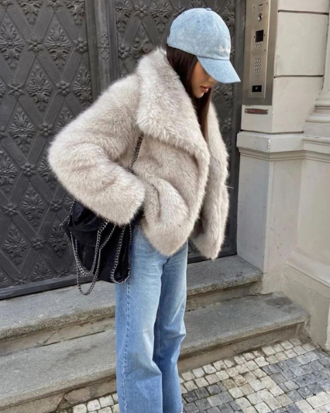 Chaqueta de piel sintética elegante
