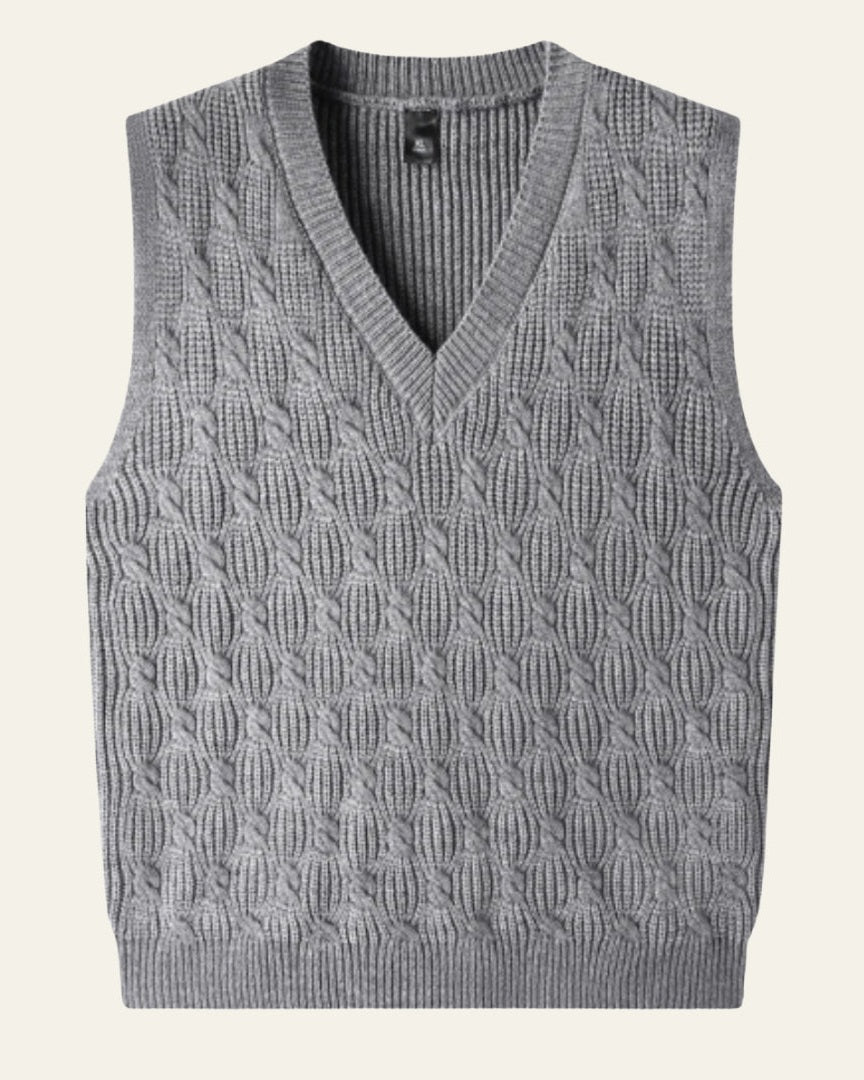 Chaleco de punto trenzado hombre