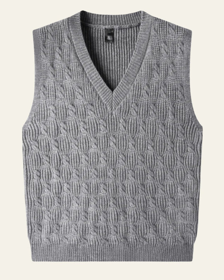 Chaleco de punto trenzado hombre