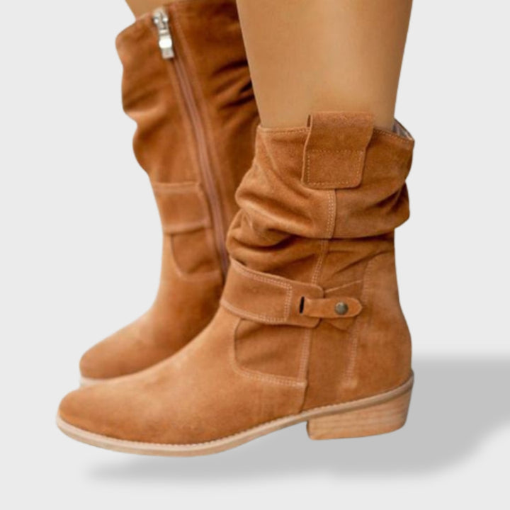 Lucía™ | Botines de Ante con Punta Redonda y Cremallera para Mujer