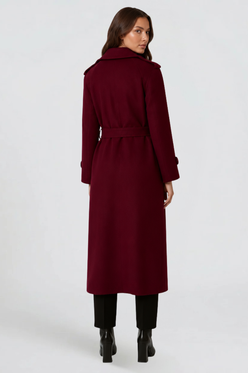 Abrigo trench largo de lana