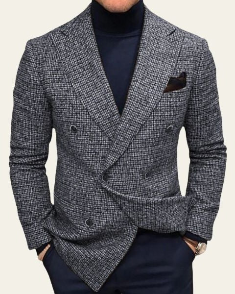 Blazer cruzado de cuadros elegante