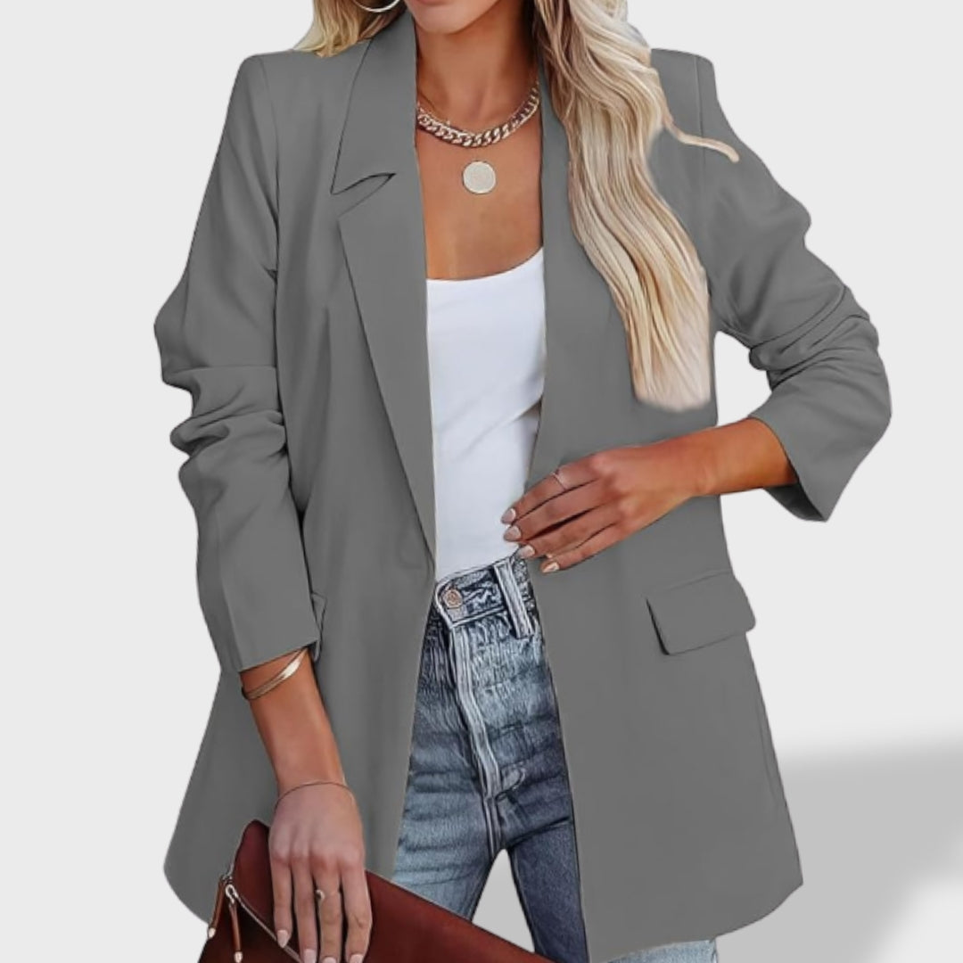 Sofía™ | Blazer elegante de mujer con abertura frontal y cuello de solapa.