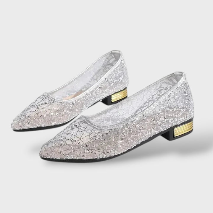 Sandalias Ortopédicas Encaje Lentejuelas Pointed Toe