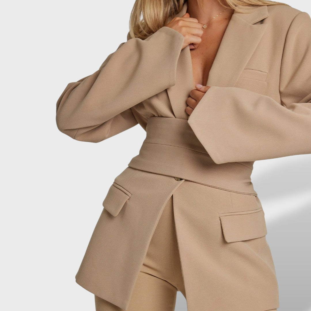 Blazer Mujer Cinturón Entallado Chic