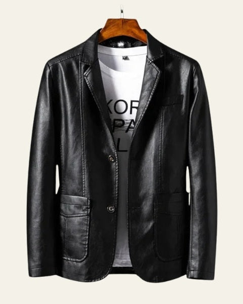 Blazer de piel vegana elegante