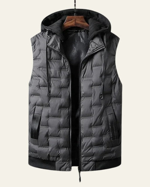 Chaleco acolchado con capucha masculino