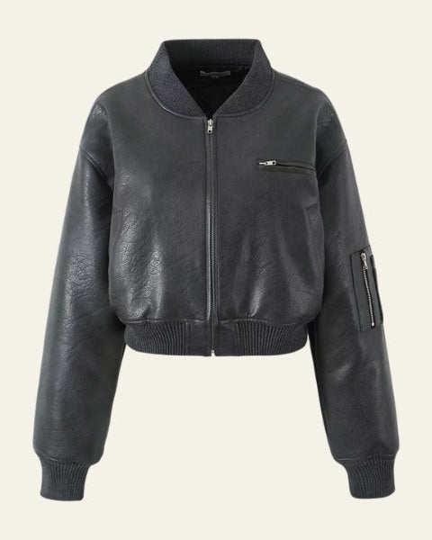 Bomber Corta de Piel Vegana