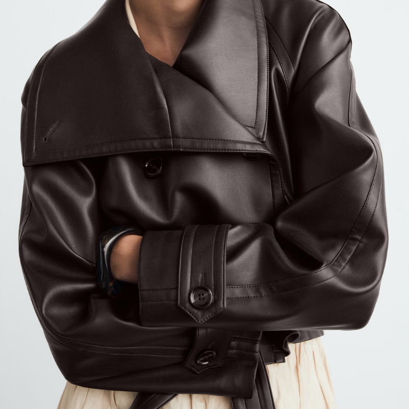 Chaqueta Cropped de Piel Vegana
