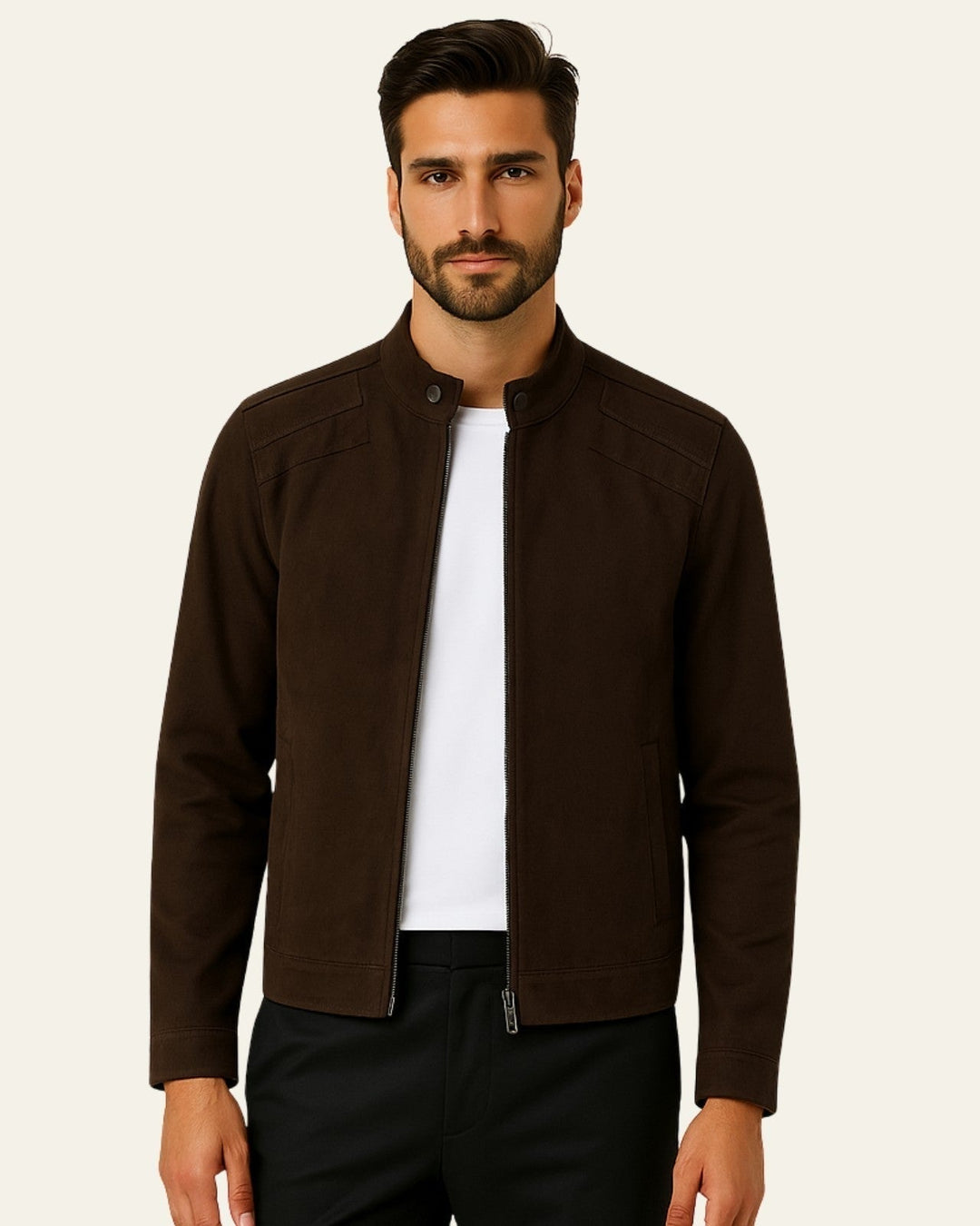 Chaqueta de ante vegano clásica