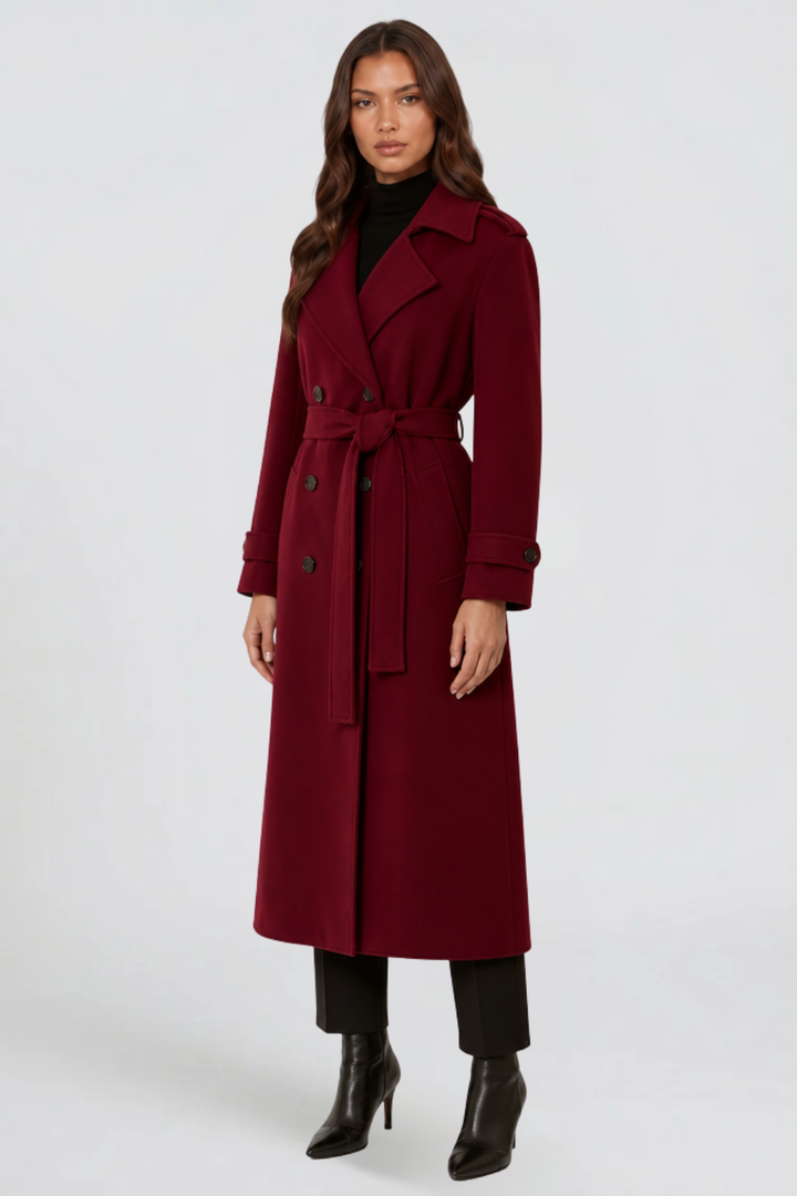 Abrigo trench largo de lana