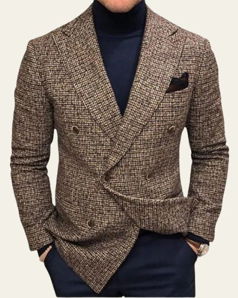Blazer cruzado de cuadros elegante