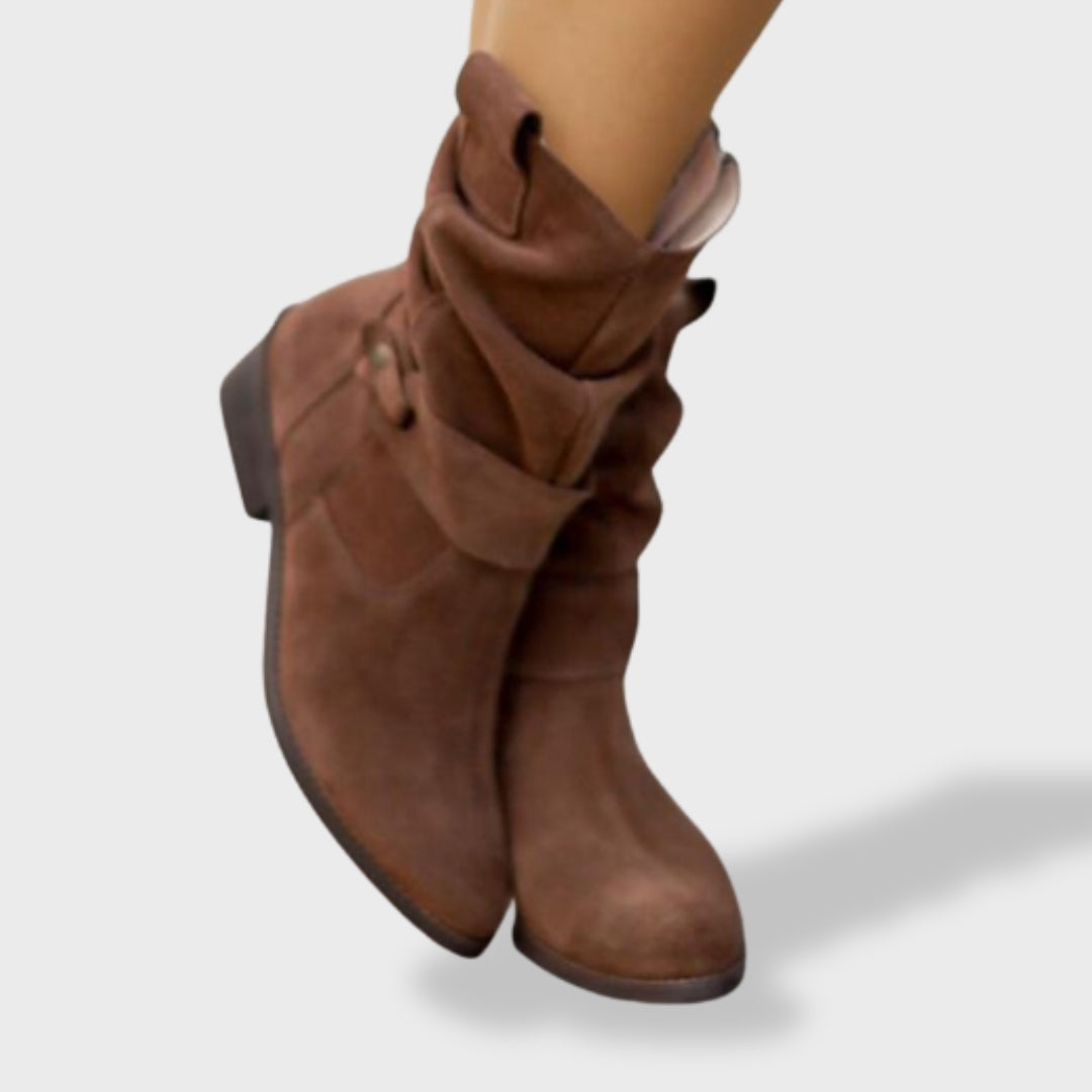 Lucía™ | Botines de Ante con Punta Redonda y Cremallera para Mujer