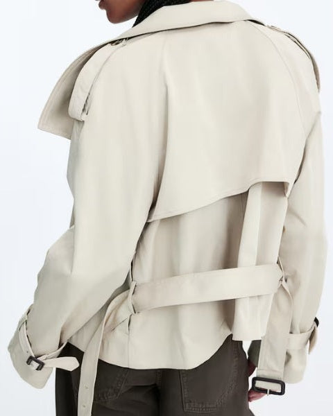 Trench Corto Cruzado de Twill