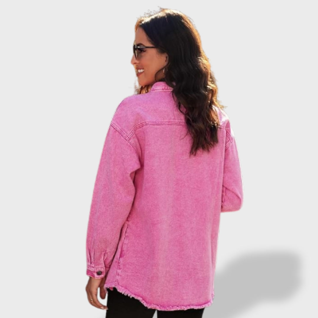 María™ | Chaqueta vaquera oversize para mujer con botones y bolsillos