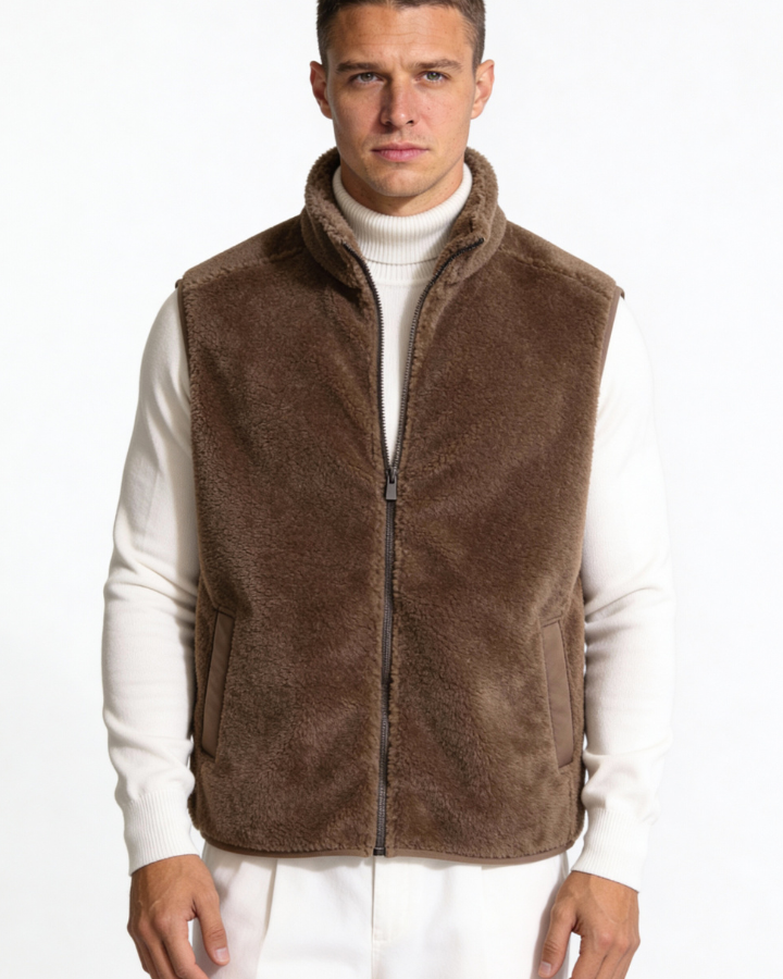 Chaleco sherpa de hombre con cremallera