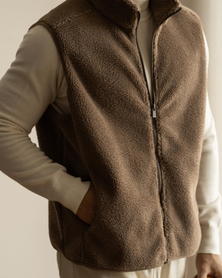 Chaleco sherpa de hombre con cremallera