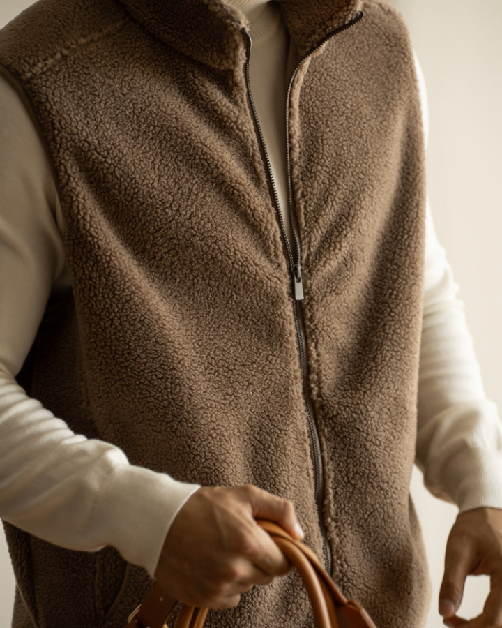 Chaleco sherpa de hombre con cremallera
