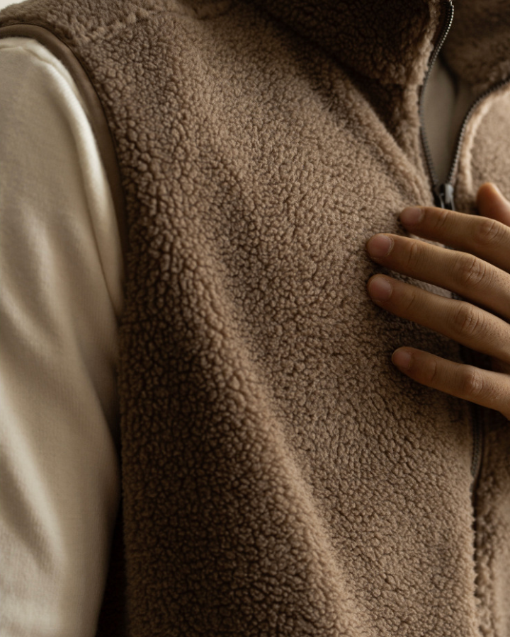 Chaleco sherpa de hombre con cremallera
