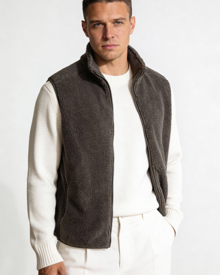 Chaleco sherpa masculino de abrigo
