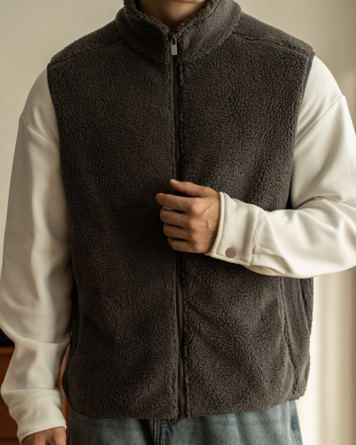 Chaleco sherpa masculino de abrigo