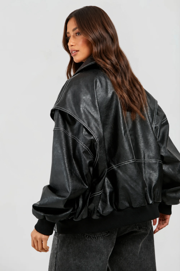 Chaqueta Bomber de Piel Oversize