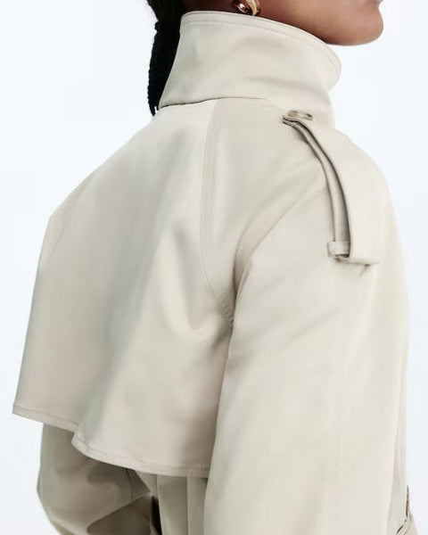 Trench Corto Cruzado de Twill