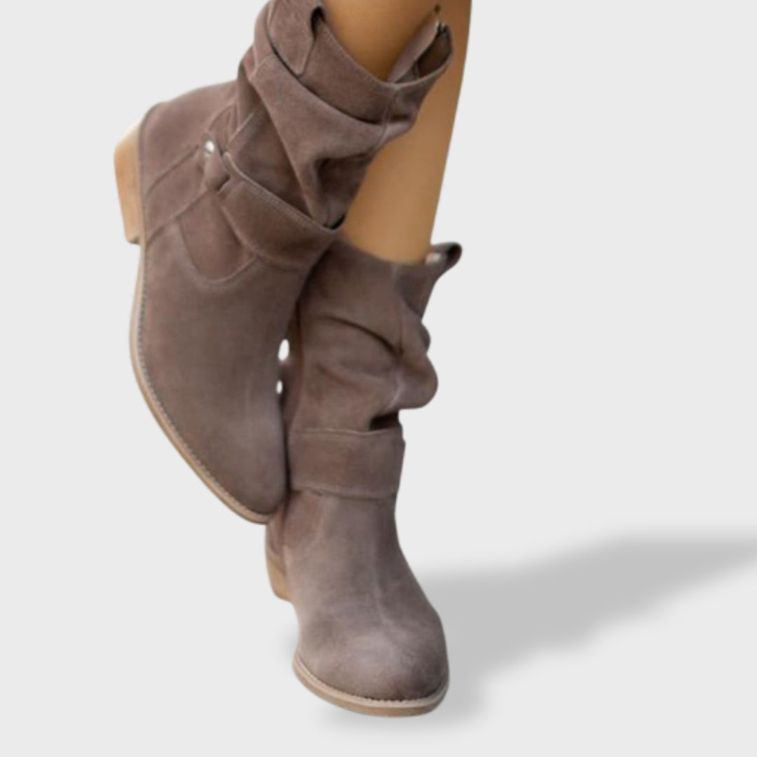Lucía™ | Botines de Ante con Punta Redonda y Cremallera para Mujer