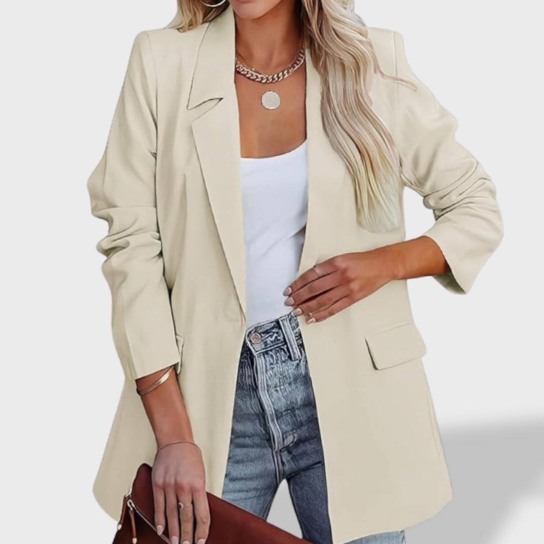 Sofía™ | Blazer elegante de mujer con abertura frontal y cuello de solapa.