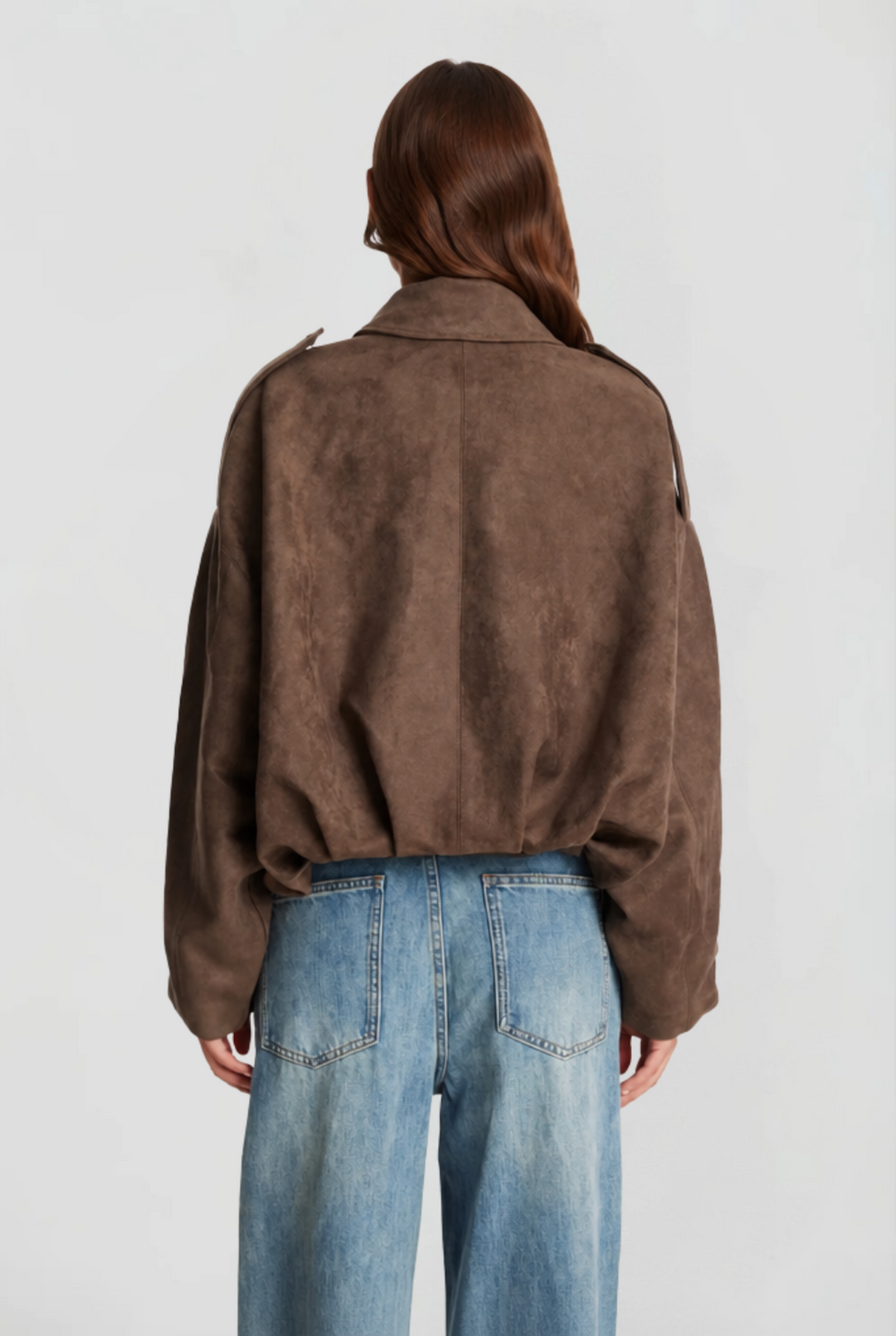 Chaqueta de ante corta oversize