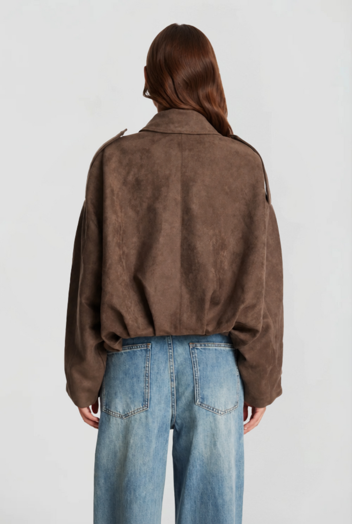 Chaqueta de ante corta oversize