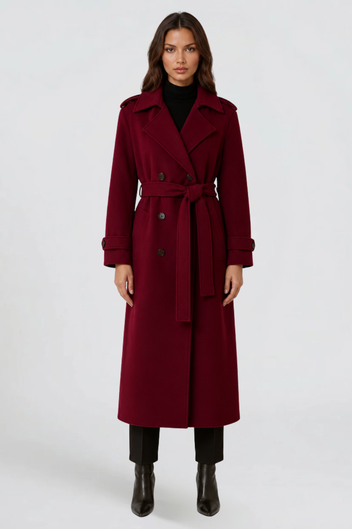 Abrigo trench largo de lana