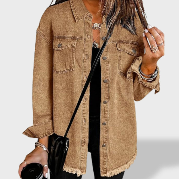 María™ | Chaqueta vaquera oversize para mujer con botones y bolsillos