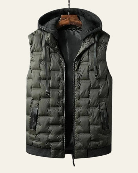 Chaleco acolchado con capucha masculino