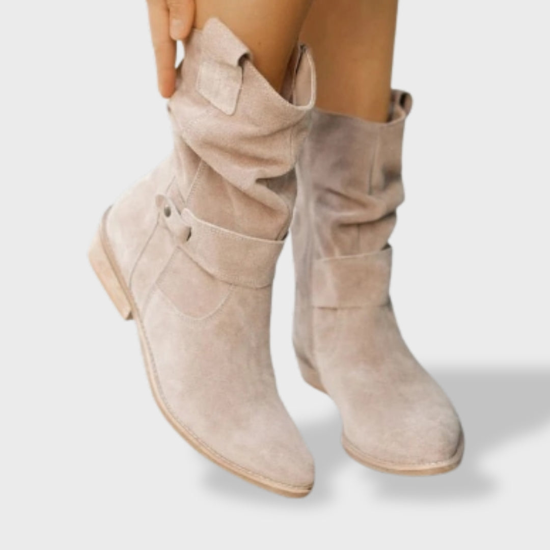 Lucía™ | Botines de Ante con Punta Redonda y Cremallera para Mujer