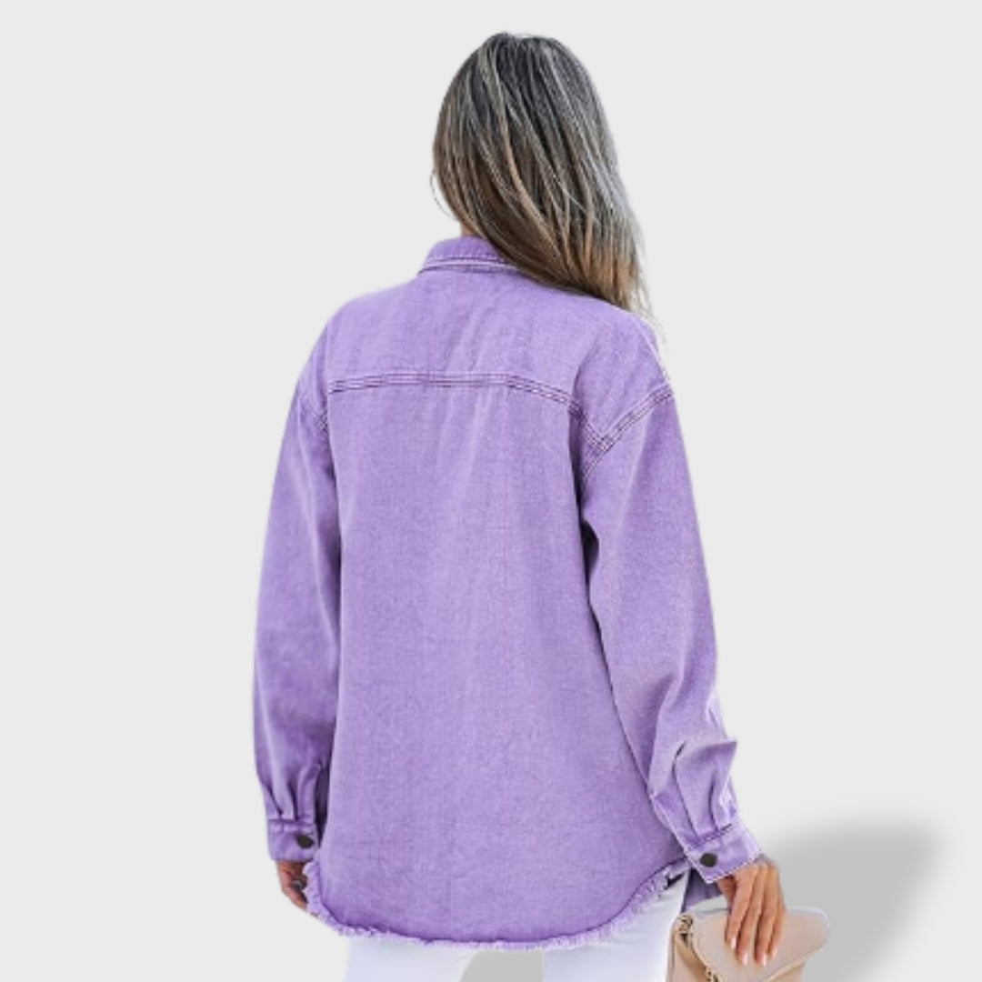 María™ | Chaqueta vaquera oversize para mujer con botones y bolsillos